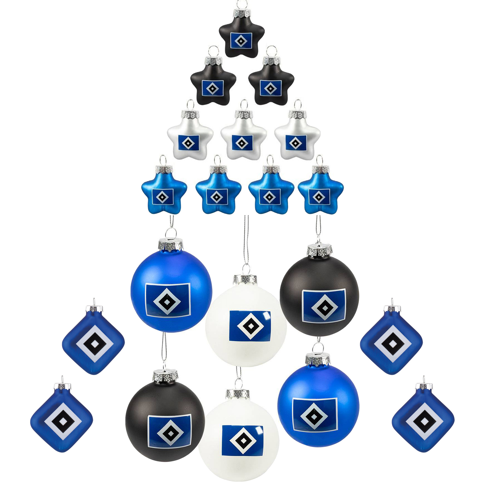 HSV Christbaumschmuck 20 Teile Set "Raute" - multicolor 