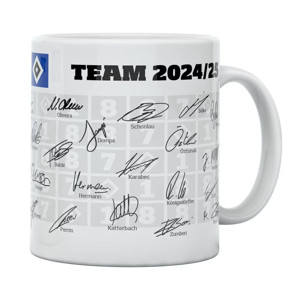 HSV Tasse Unterschriften Team 2024/25 0,3l - weiß