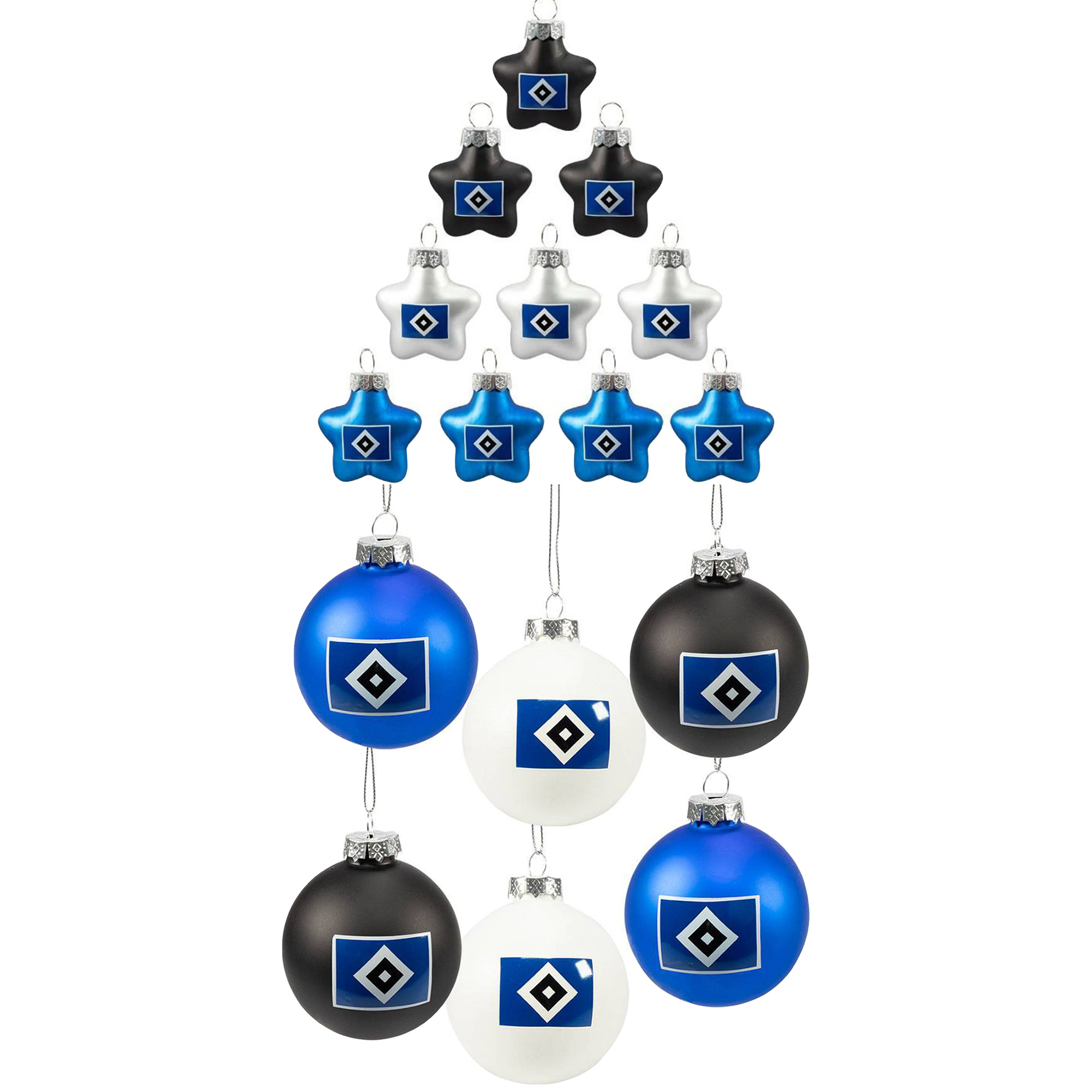 HSV Christbaumkugeln 6er + Christbaumschmuck Stern 10er - 16 Teile - Set