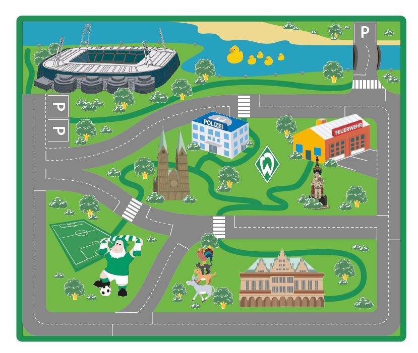 SV Werder Bremen Spielteppich Hansestadt Bremen 100x120cm - multicolor